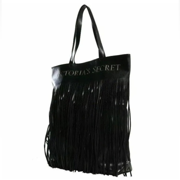 NWT Limited Edition Victoria's Secret Large Fringe Faux Leather Tote - Picture 4 of 11